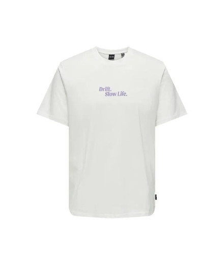 T-shirt Homme Only & Sons Onskye Reg Photo Drift Blanc
