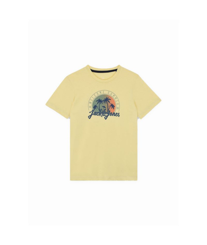 Camiseta Infantil Jack & Jones Jjsummer Smu Vibe Ss Crew Neck Amarelo