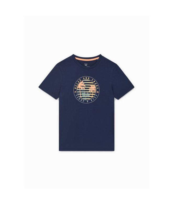 Camiseta Infantil Jack & Jones Jjsummer Smu Vibe Tee Ss Crew Neck Navy Blue