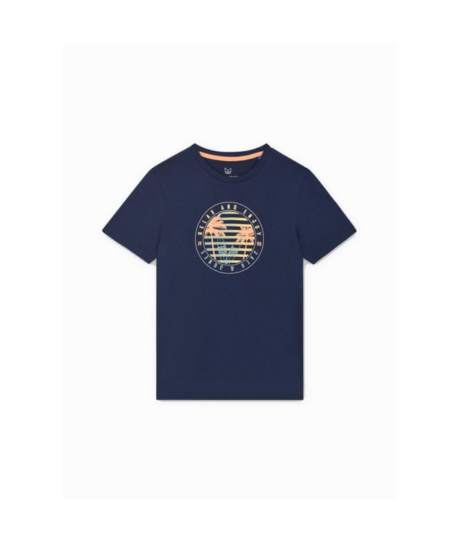 Camiseta Jack & Jones Jjsummer Smu Vibe Tee Ss Crew Neck Infantil Azul Marino
