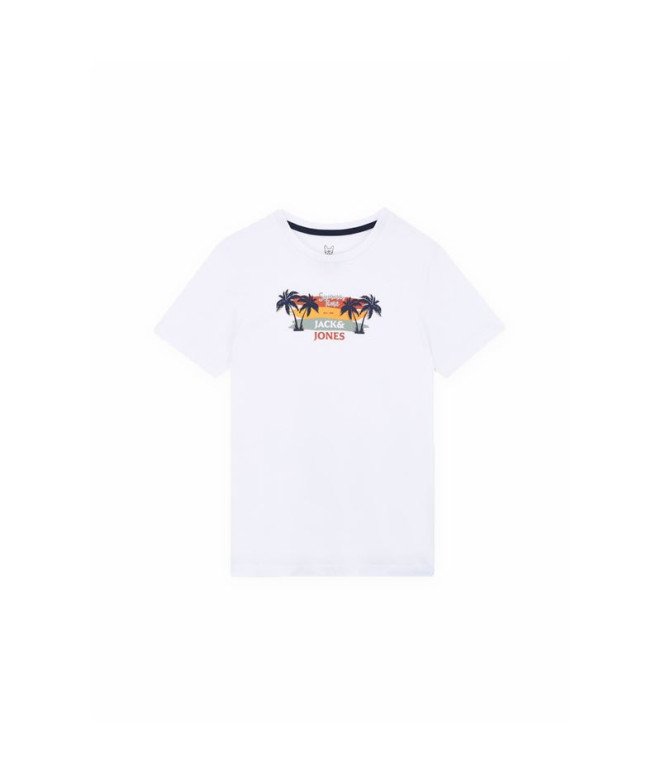 Camiseta Infantil Jack & Jones Jjsummer Smu Vibe Tee Ss Crew Neck Branco