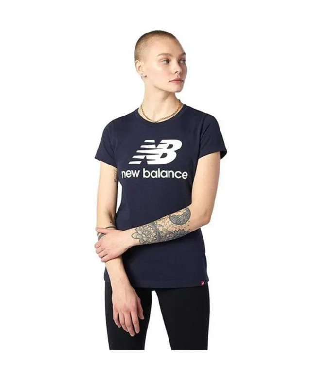 T-shirt New Balance Essentials Logo empilé Coton Athletic Femme