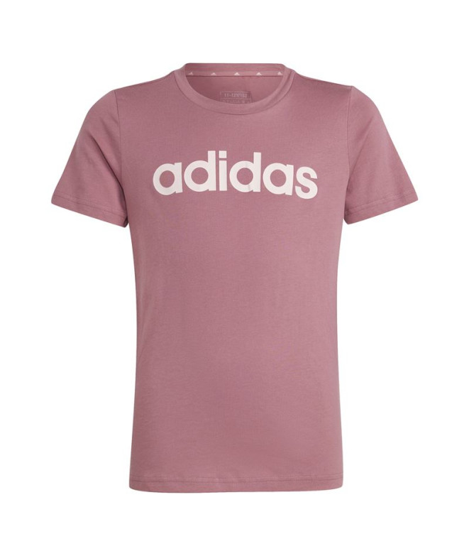 Camiseta adidas Menina Essentials Linear Logo Cotton Slim Fit Rosa