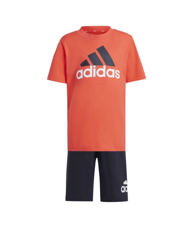 Conjunto adidas Set Infantil Pequeno logótipo Essentials e calções vermelhos