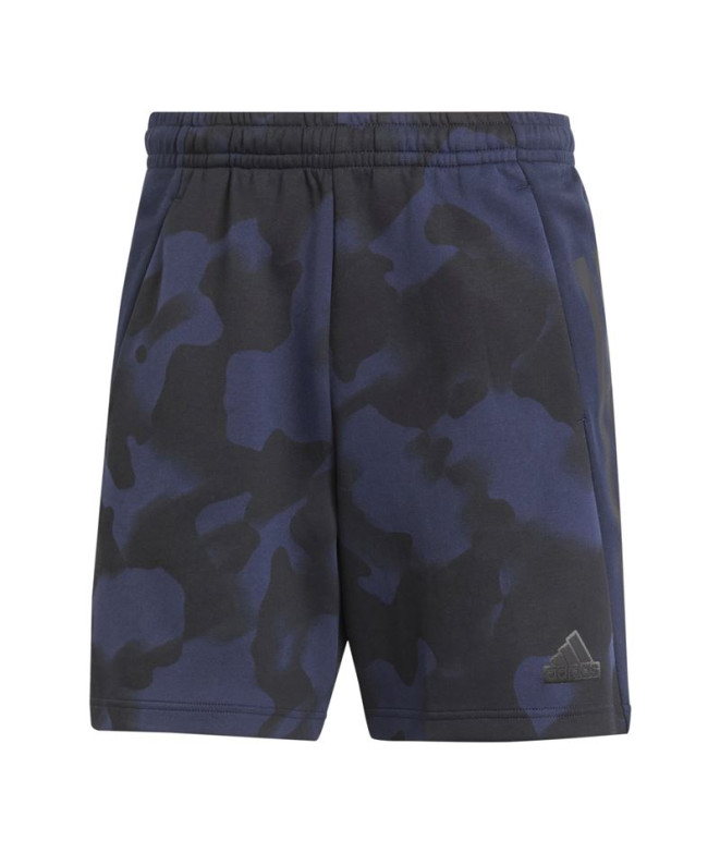 Calça adidas Homem Future Icons 3 Band Aop azul-marinho