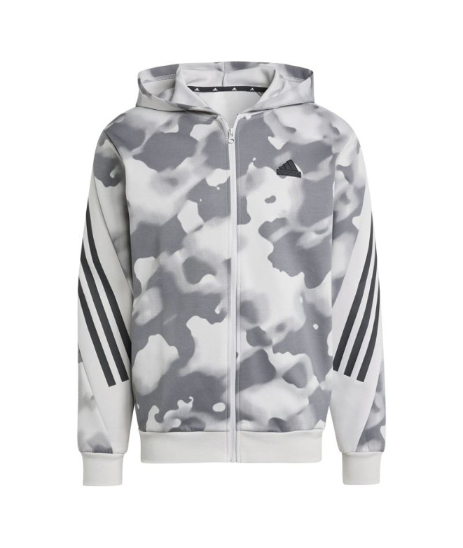 Chaqueta adidas Future Icons 3 Bandas Aop Full-Zip Hoodie Hombre Gris