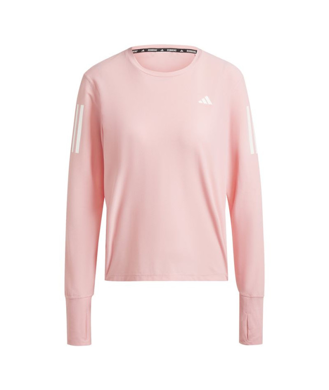 Camiseta Running adidas Mulher manga comprida cor-de-rosa da Own The Run