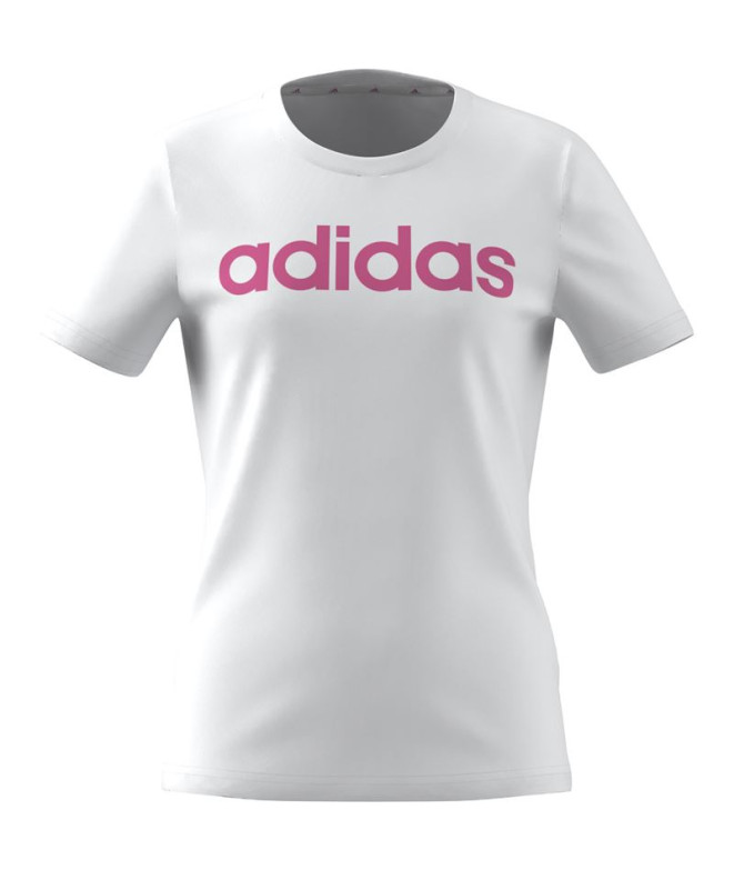 T-shirt adidas Fille Essentials - Coupe slim en coton avec logo linéaire - Blanc