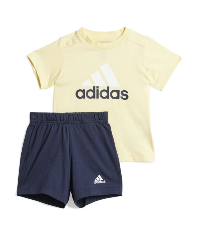 Conjunto adidas Infantil Logótipo de algodão orgânico Essentials e amarelo