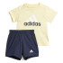 Conjunto adidas Infantil Logótipo de algodão orgânico Essentials e amarelo