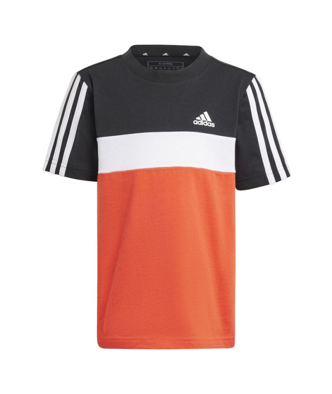 Camiseta adidas Infantil Little Tiberio 3-Stripes Colorblock Cotton Preto