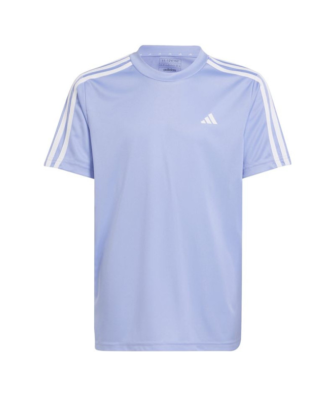 Conjunto adidas Essentials Aeroready 3 Bandas Regular Fit Infantil Azul/Blanco