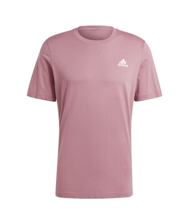 Camiseta adidas Homem Essentials Single Embroidered Small Logo Pink