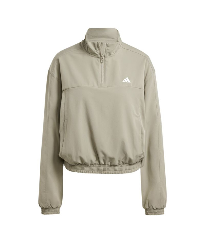 Moletom adidas Mulher Aeroready Train Essentials Woven Quarter Zip Cinzento