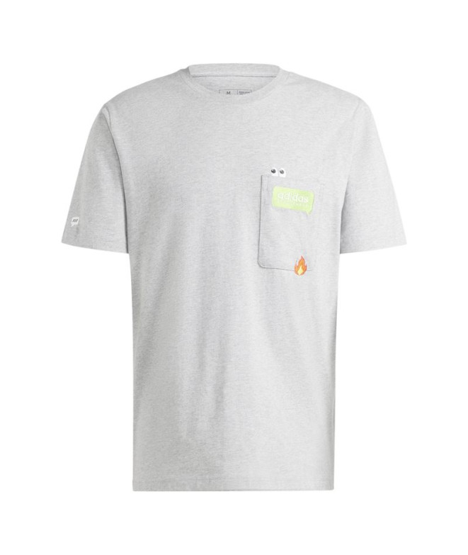 Camiseta adidas Homem Remoji Pocket Graphic Cinzento