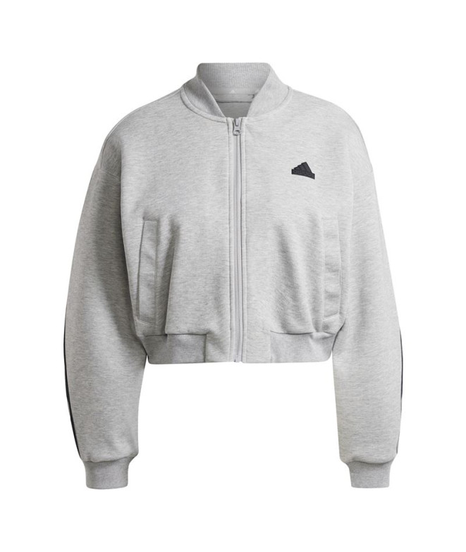 Sudadera adidas Future Icons 3 Bandas Bomber Mujer Gris