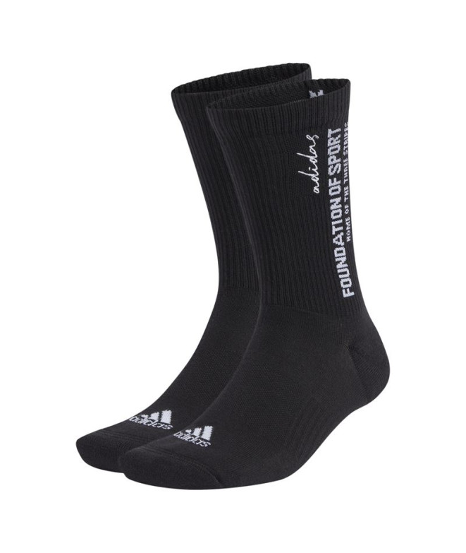 Calcetines adidas Cushioned Sportswear Slogan Graphic Crew 2 Pair Infantil Negro