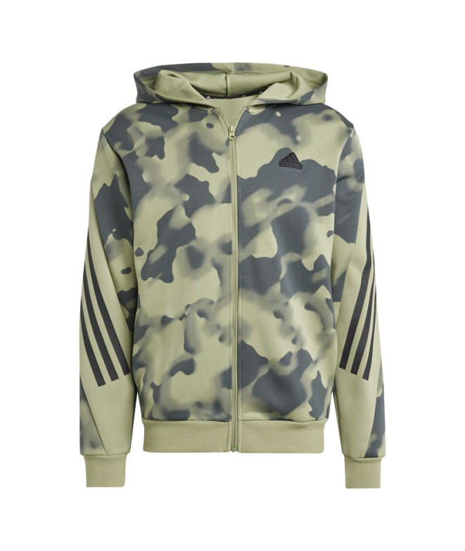 Chaqueta adidas Future Icons 3 Bandas Aop Full-Zip Hoodie Hombre Verde