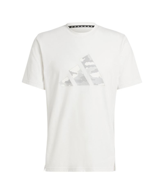 Camiseta de Fitness adidas Train Essentials Camo Graphic Logo Hombre Blanco