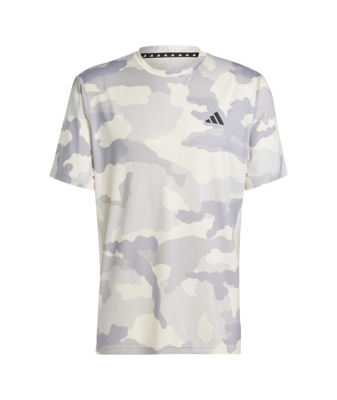 Camiseta de Fitness adidas Train Essentials Camo Aop Hombre Blanco