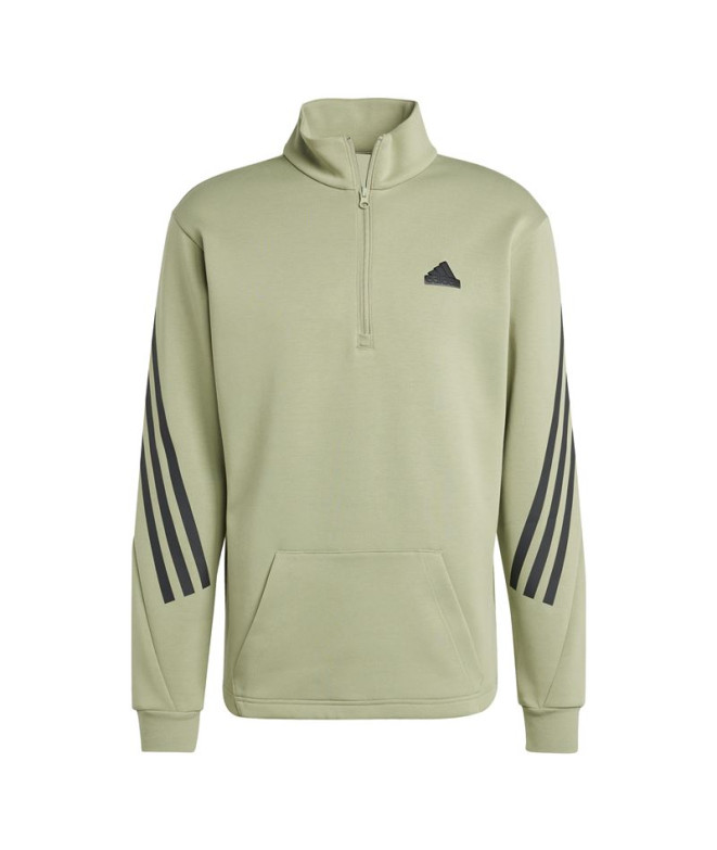 Sudadera adidas Future Icons 3 Bandas Half Zip Hombre Verde