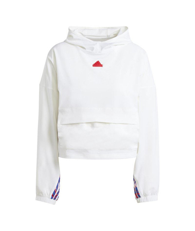Sudadera adidas Express All Gender Woven Hoodie Mujer Blanco