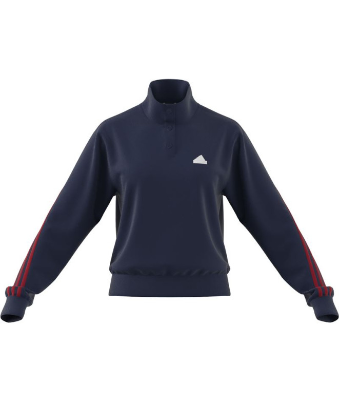 Chaqueta adidas Iconic Warpping 3 Bandas Snap Tracktop Mujer Azul Marino