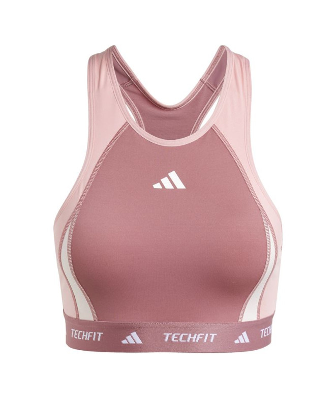 Sujetador Deportivo adidas Techfit Medium Support High Neck Mujer Rosa