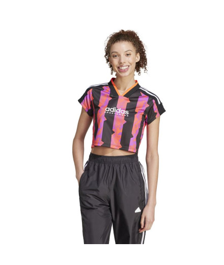 Camiseta adidas Mulher Tiro Cut 3 Stripes Print Baby Preto 2