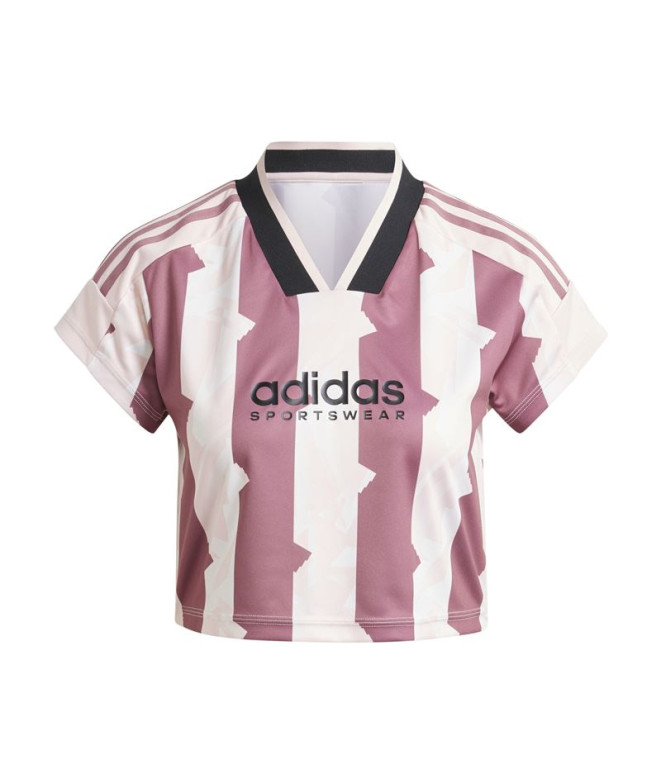 Camiseta adidas Mulher Tiro Cut 3 Stripes Print Rosa bebé