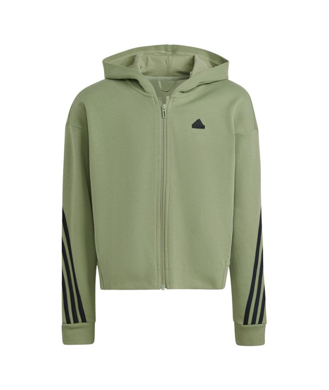 Casaco adidas Menina Future Icons 3 Stripes Cotton Fullzip Hoodie Green