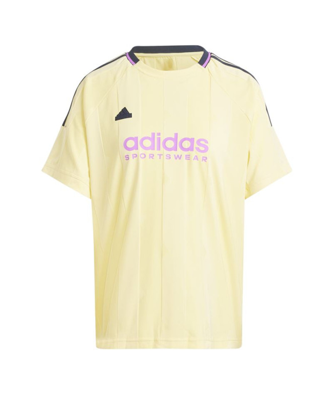 Camiseta adidas Mulher Tiro Cut 3 Stripes Jacquard Boyfriend Amarelo