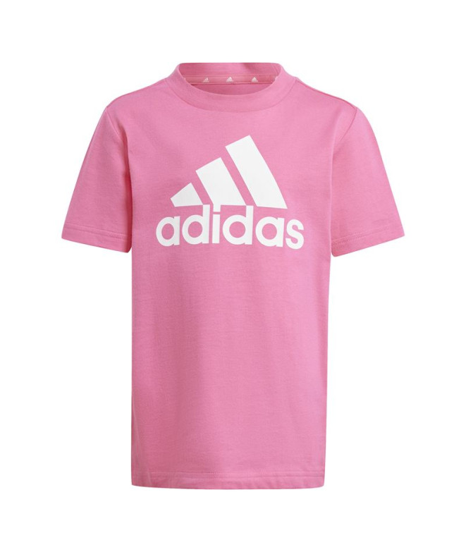 Camiseta adidas Little Essentials Logo Infantil Rosa