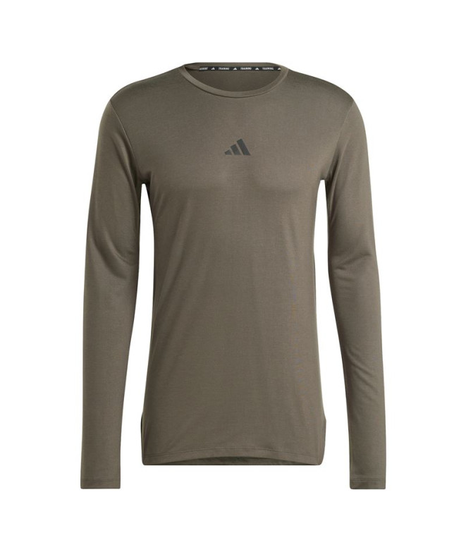 Camiseta Fitness adidas Homem from Workout Manga comprida verde azeitona