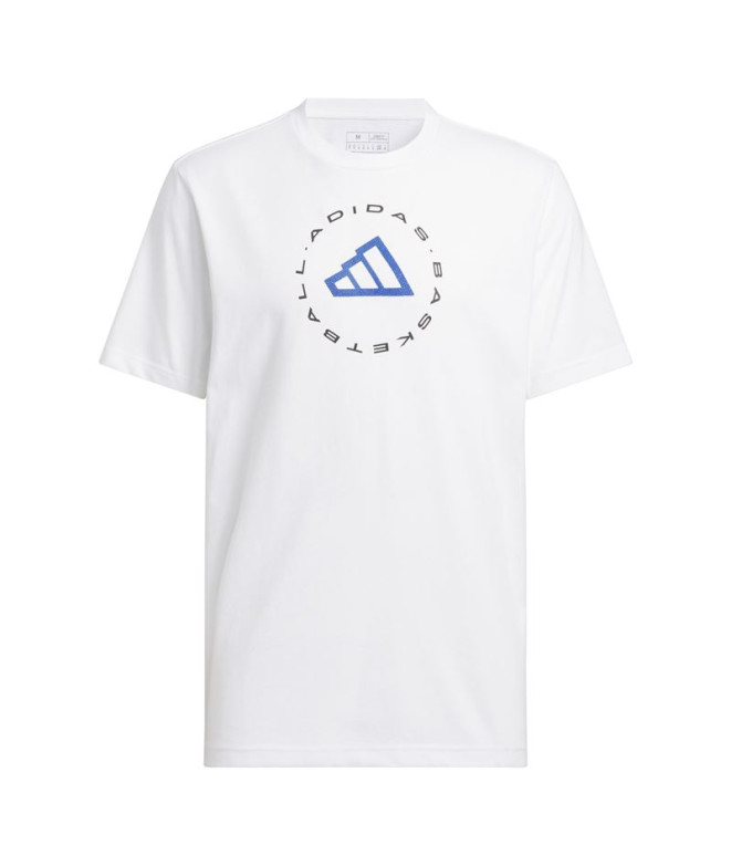 Camiseta Basquetebol adidas Homem por Hoops Emblem Graphic Branco