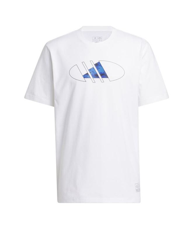 Camiseta Basquetebol adidas Homem dos anos 2000 Logotipo gráfico Branco