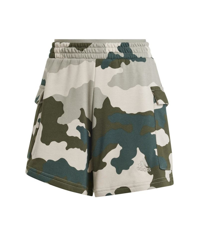 Calça adidas Mulher Essentials 3-Stripes Camo Print Cinzento