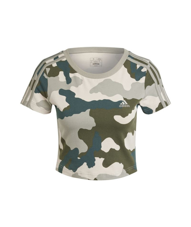 Camiseta adidas Mulher Essentials 3-Stripes Camo Print Bebé Cinzento