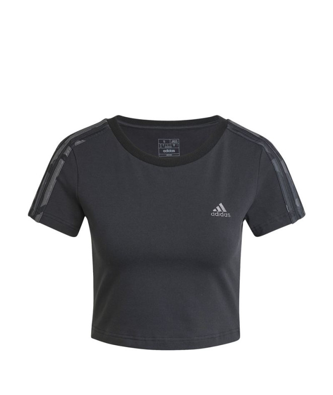 Camiseta adidas Mulher Essentials 3-Stripes Camo Print Baby Preto/branco