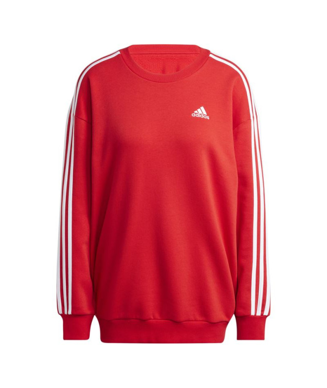 Sudadera adidas Essentials 3-Stripes Oversized Fleece Mujer Rojo