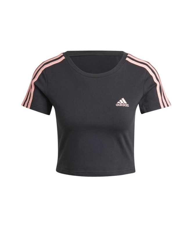 Camiseta adidas Essentials 3 Bandas Baby Mujer Negro