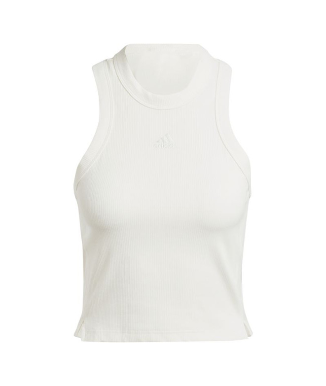 Camiseta adidas Top Mulher Tanque com nervuras Lounge Branco