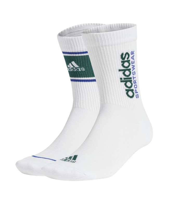 Chaussettes adidas Enfant Cushioned Sportswear Logo Graphic Crew 2 Paires Blanc