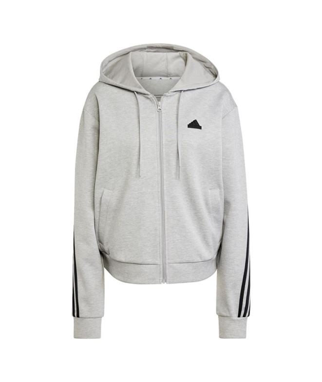 Chaqueta adidas Future Icons 3 Bandas Full Zip Hoodie Mujer Gris