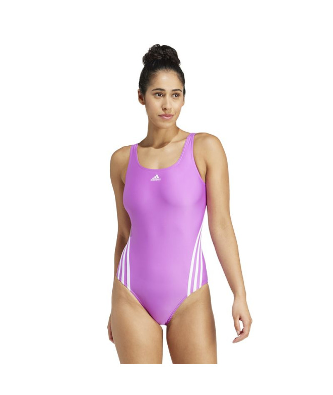 Bañador de Natación adidas 3 Bandas Mujer Morado