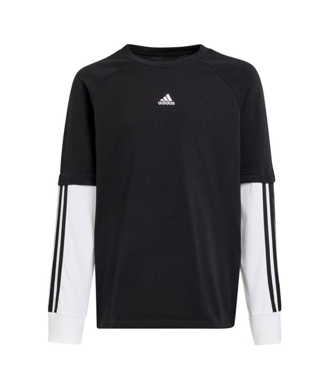 Camiseta adidas Street Jam 2 In 1 Long Sleeve Infantil Negro/Blanco