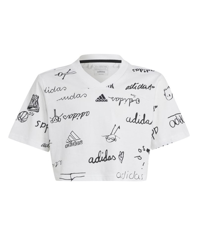 Camiseta adidas Menina Marca Love Cropped Branco/Preto