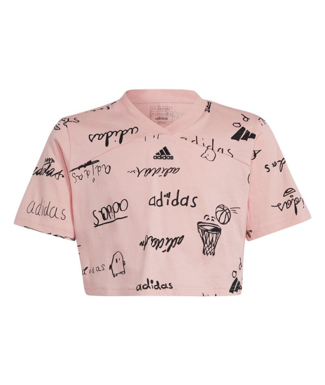 Camiseta adidas Brand Love Cropped Niña Rosa