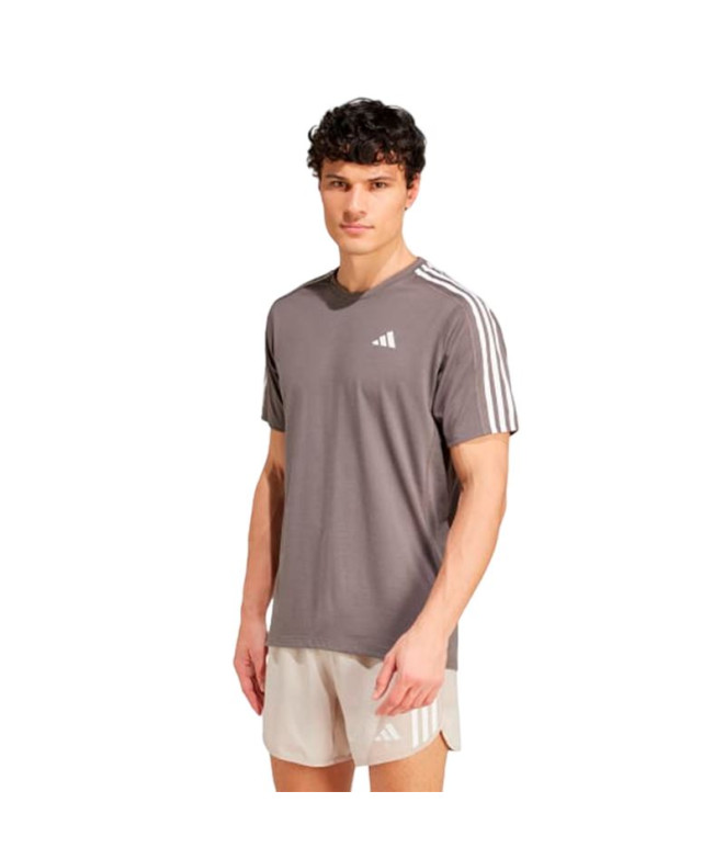 Camiseta de Running adidas Own The Run 3 Bandas Hombre Carbón