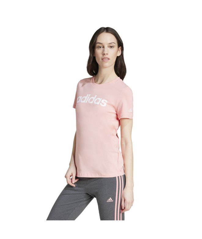 Camiseta adidas Mulher Essentials Slim Logo Rosa